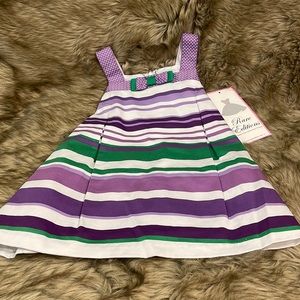 Purple, white, green stripe dress - 24m